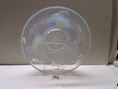 A 1930's opalescent bowl with doves design marked Ezay France.
