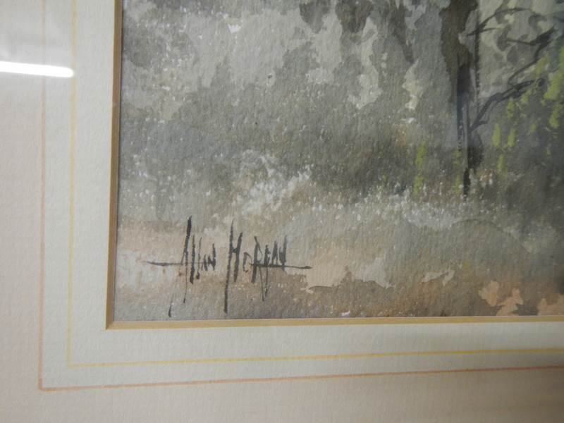 A framed and glazed watercolour rural scene, 73 x 58 cm. - Image 2 of 3