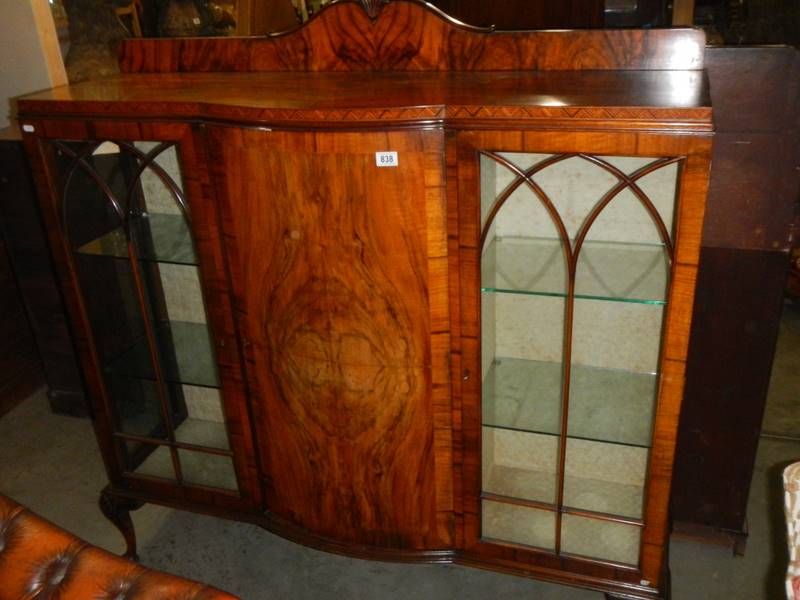 A mahogany display cabinet. COLLECT ONLY.