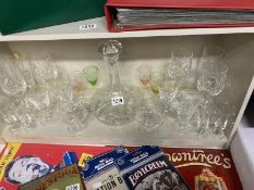 A cut glass decanter & a quantity of glassware