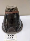 1920'S taxidermy horse hoof inkwell with silver plated fittings engraver 'LETTY' Jan 4th 1922.