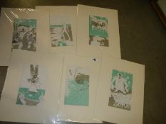 Elisabeth Frink (1930-1993) collection of 6 x lithographic prints on chain laid paper