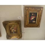 2 ormalu gilt framed pictures of flowers - 26cm x 31cm