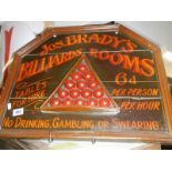 A hand painted wooden billiard room sign.