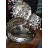 A good lot of silver plate trays etc.,