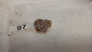 A gents diamond cluster design ring, total diamond weight 3.25 carats, set in gold mount,