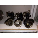 6 early 20th century motorcycle carbide lamps