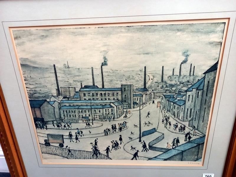 Lowry, Laurence Stephen (1887-1976), ' Huddersfield ', print, Signed in pencil to bottom right - Image 2 of 4