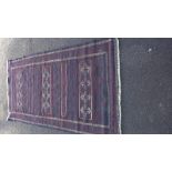 A medium early Marrakesh blue/cream Aztec style rug - 230cm x 125cm (COLLECT ONLY)