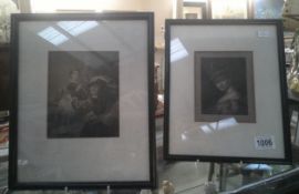 A pair of framed portrait engravings 25cm x 30cm