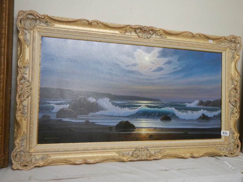 A 20th century seascape signed Alan Dinsdale. 110 x 63 cm.