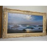 A 20th century seascape signed Alan Dinsdale. 110 x 63 cm.