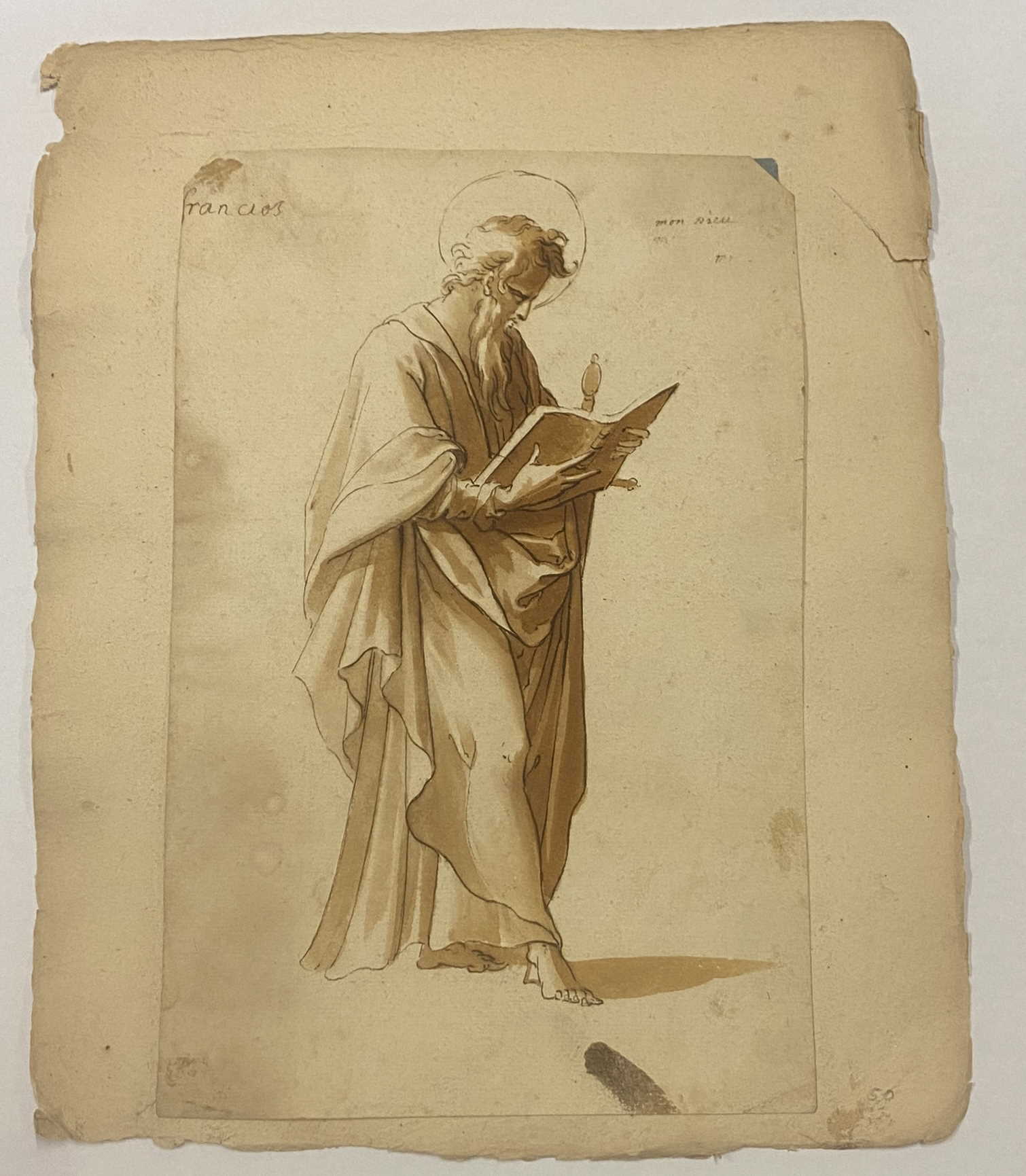 A 17th/18th century drawing of St Francis ? - Image 2 of 2