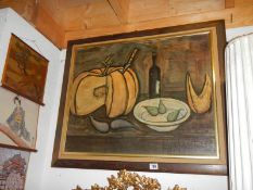 A framed still life print signed Armond Buffet.