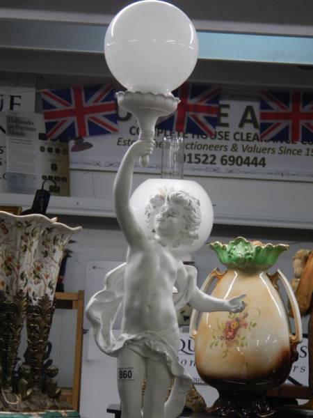 A floor standing lamp in the form of a cherub on a pedestal. COLLECT ONLY. - Image 2 of 3