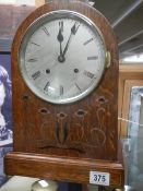 An 8 day graduated quarter striking bracket clock on 2 gongs, silver 7" dial, working order,