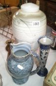 An art pottery lidded pot, jug and vases inc elliot london.