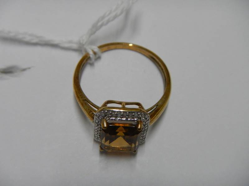 A 9ct gold ring set amber coloured stone, size S half, 3.1 grams. - Image 7 of 8
