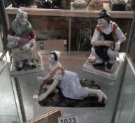 3 Staffordshire pottery figures