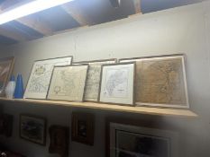 5 various size framed maps