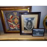 A framed WW1 memorial embroidery (missing glass) & A framed 1914 Egypt Lincolnshire Regiment photo