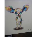 Dog Art:- A painting on canvas Pop Art of a Chihuahua, signed but indistinct, COLLECT ONLY.