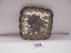 A silver and enamel Russian pin dish, marked 1000.