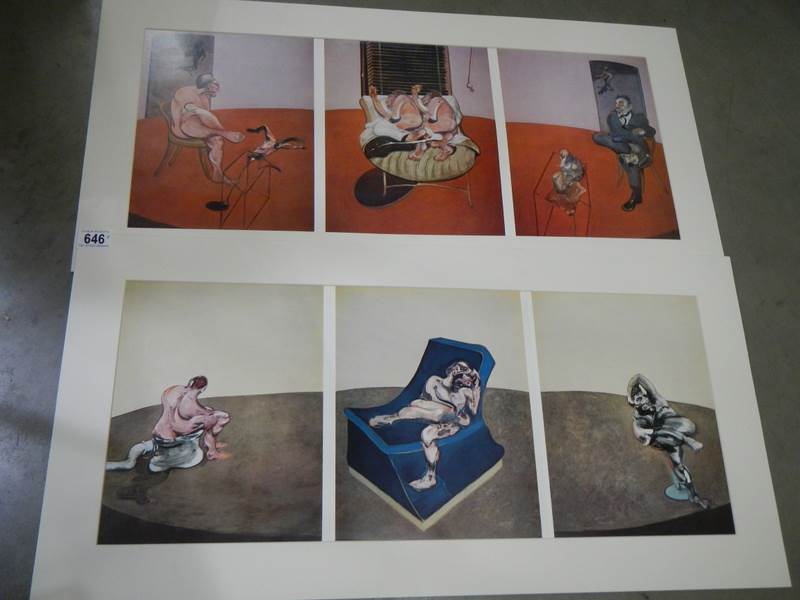 Francis Bacon (1909-1992) 2 x large triptych prints, triple gatefolds, published in 1976.