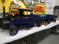 A Traction steam lorry with trailer. COLLECT ONLY.