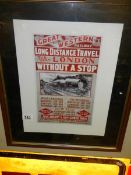 A framed and glazed poster 'Long Distance Travel'