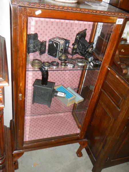 A mahogany display cabinet. COLLECT ONLY.