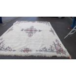 An XL beige/cream Indian patterned rug 400cm x 305cm (COLLECT ONLY)