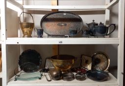 2 shelves of silver plate etc.