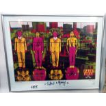 A framed & glazed signed Gilbert & George offset print entitled 'Fair play, 1991' provenance from