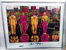 A framed & glazed signed Gilbert & George offset print entitled 'Fair play, 1991' provenance from