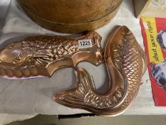 2 pressed metal fish jelly moulds