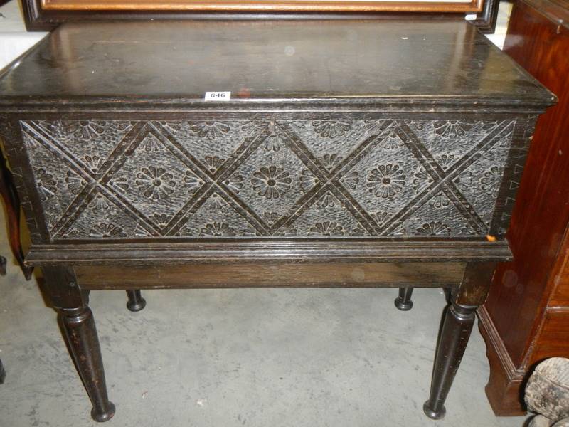 An antique heavily carved oak dower chest. COLLECT ONLY. - Image 3 of 3