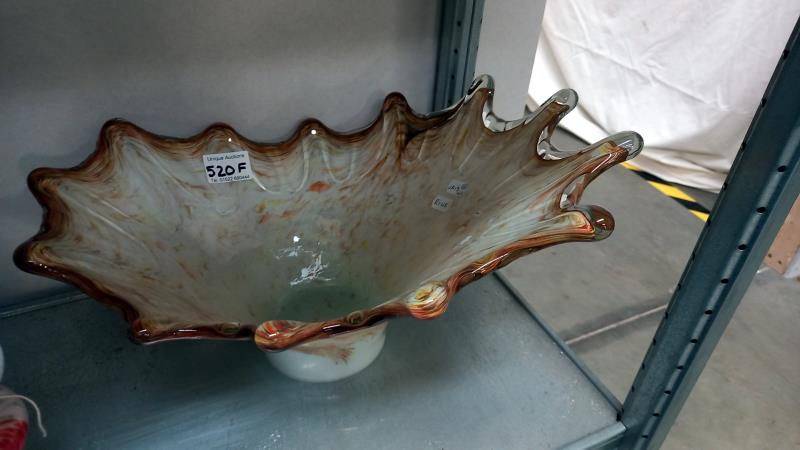 A 70's Mdina amber coloured art glass vase with splatter pattern & a large impressive crackle glazed - Image 3 of 3