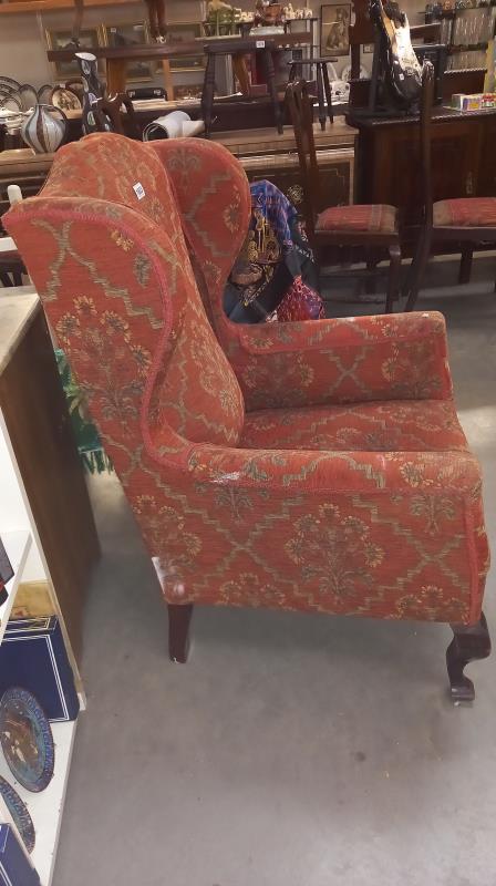An Edwardian wing arm chair - Image 2 of 5