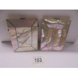 Two large panel mother of pearl card cases.