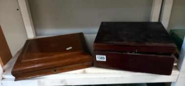 A Victorian mahogany writing box A/F & a cutlery box