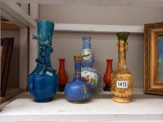 A Chinese blue dragon vase (A/F) & 5 other vases