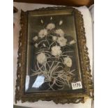 A Victorian gilt framed 3D of mourning flower bouquet A/F