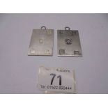 Two hall marked silver medallions. 35 grams.