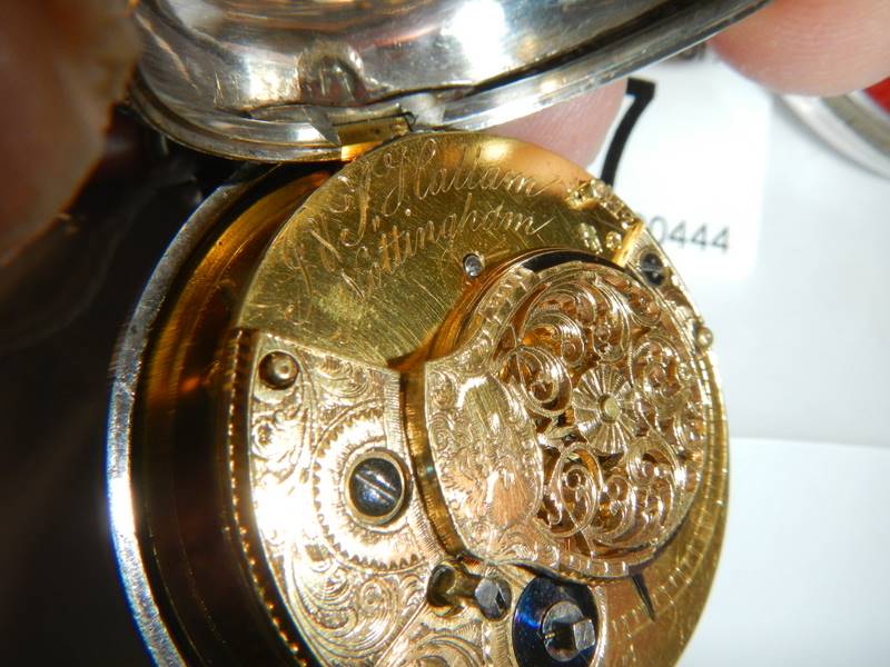 A pocket watch/matching pair case/crown & verge/with key, silver London 1771, bullseye glass, - Image 10 of 10