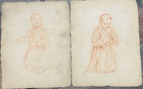 Two early drawings of children praying