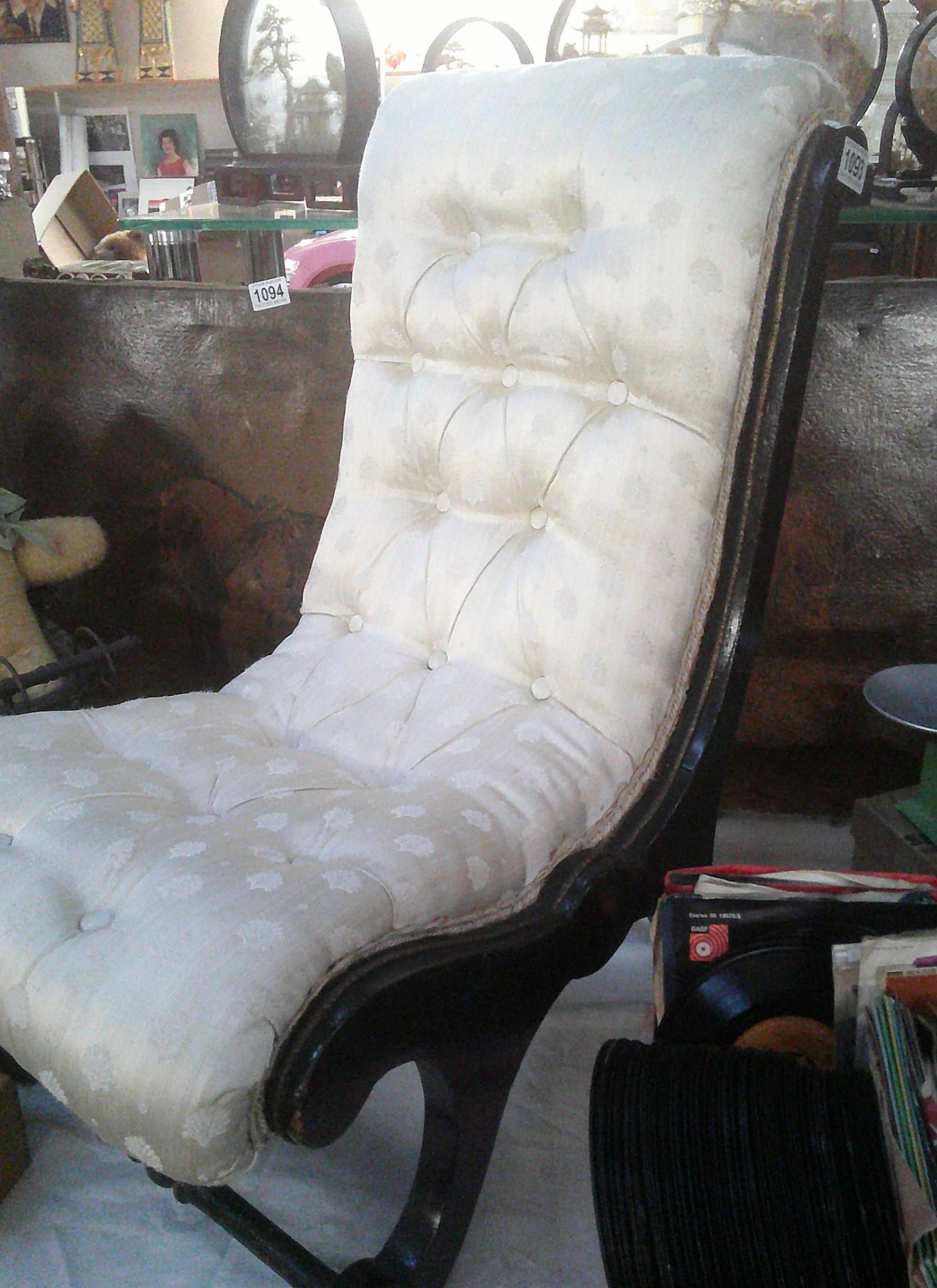 Victorian nursing chair with brass ormalu string inlay