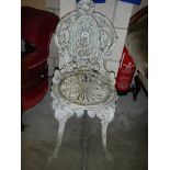 An old cast metal garden seat.