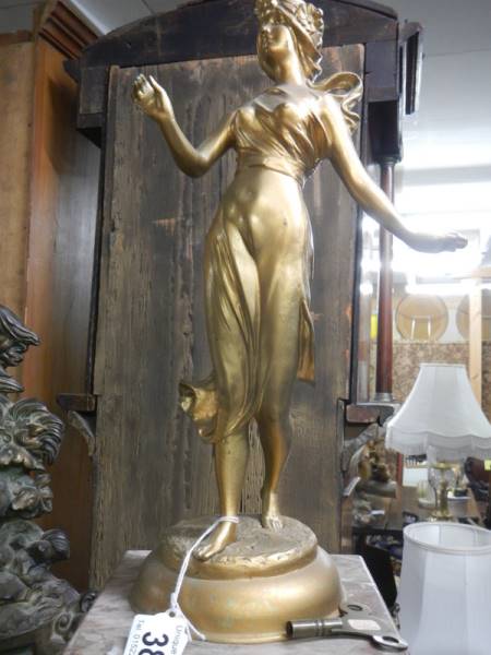 A French marble clock surmounted figure. - Image 3 of 3