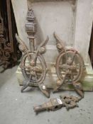 Two items of decorative cast iron, one a/f.